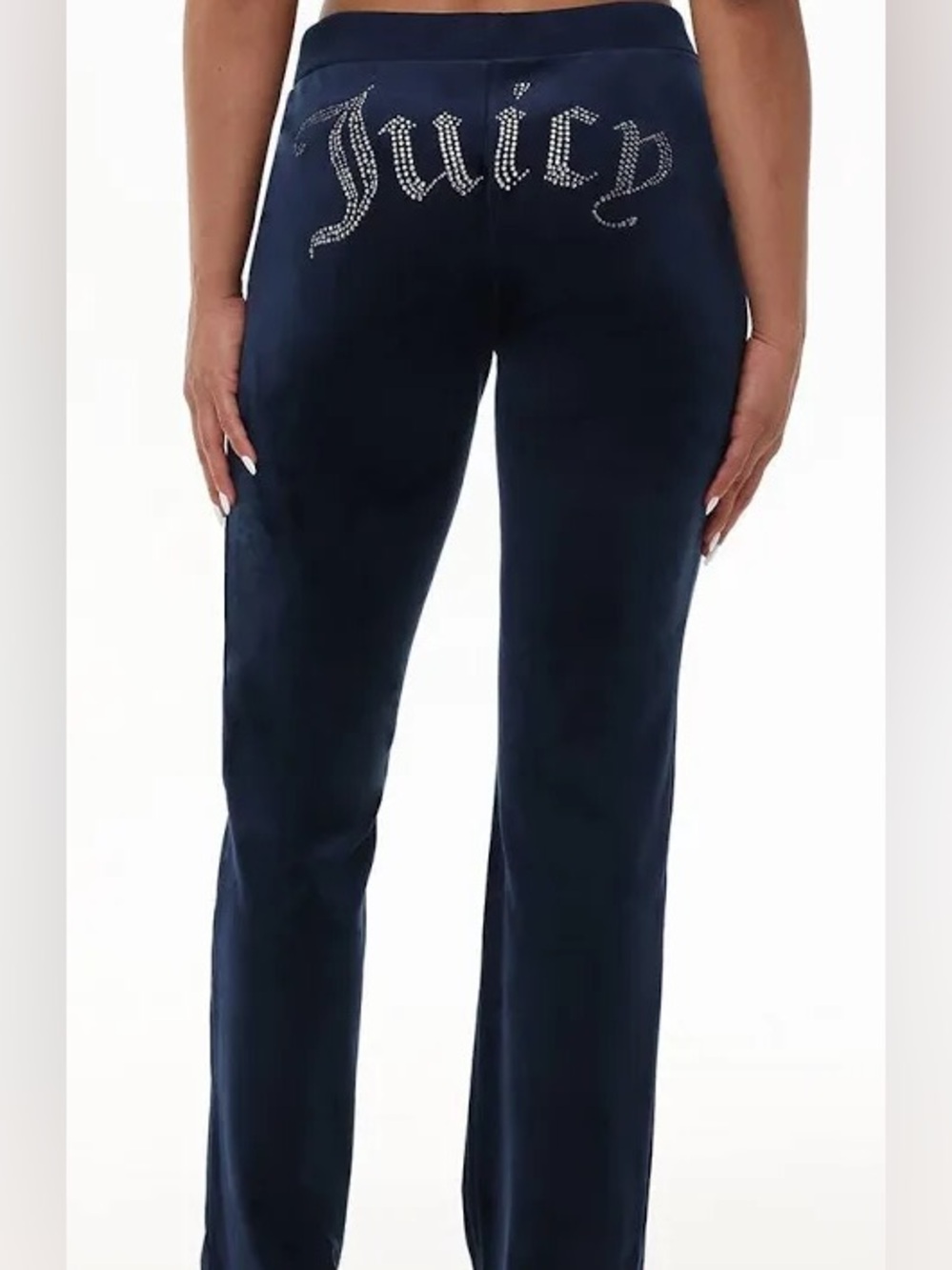 Juicy Couture Navy Velour Rhinestone Logo Pants